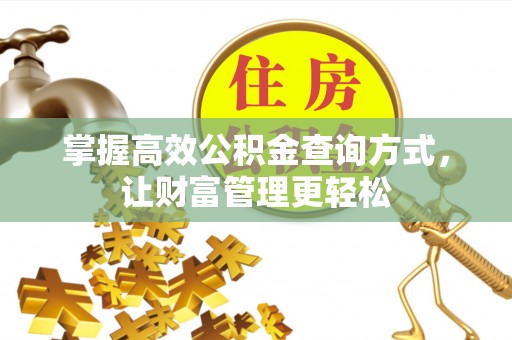 南皮掌握高效公积金查询方式，让财富管理更轻松