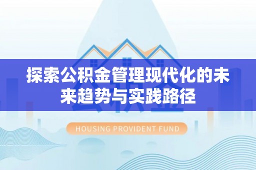 南皮探索公积金管理现代化的未来趋势与实践路径
