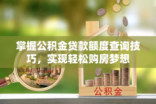 南皮掌握公积金贷款额度查询技巧，实现轻松购房梦想